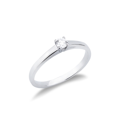 18k white gold solitaire ring with 0.15 ct diamond