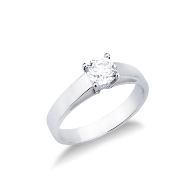 18k white gold solitaire ring with diamond 0.70 ct
