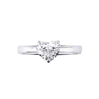 Solitaire ring with diamond heart cut 1.00ct GIA in white gold 18k
