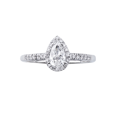Solitaire ring with diamond pear cut 0.50ct GIA in white gold 18k