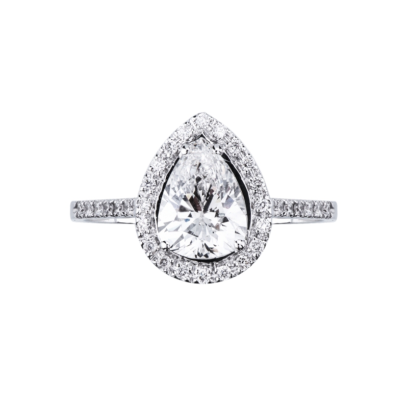 Ring with diamond pear cut 1.50ct IGI in white gold 18k Ring with diamond pear cut 1.50ct IGI in white gold 18k