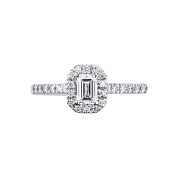 Solitaire ring with diamond emerald cut 0.50ct GIA in white gold 18k 2