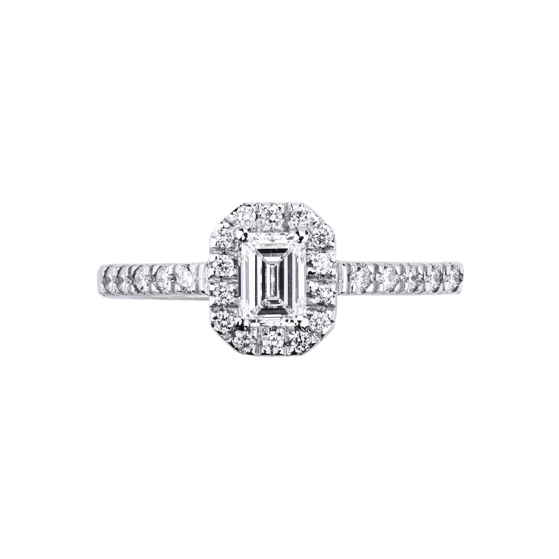 Solitaire ring with diamond emerald cut 0.50ct GIA in white gold 18k Solitaire ring with diamond emerald cut 0.50ct GIA in white gold 18k