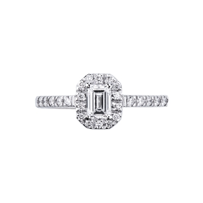 Solitaire ring with diamond emerald cut 0.50ct GIA in white gold 18k