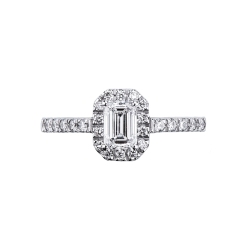 Solitaire ring with diamond emerald cut 0.70ct GIA in white gold 18k 2