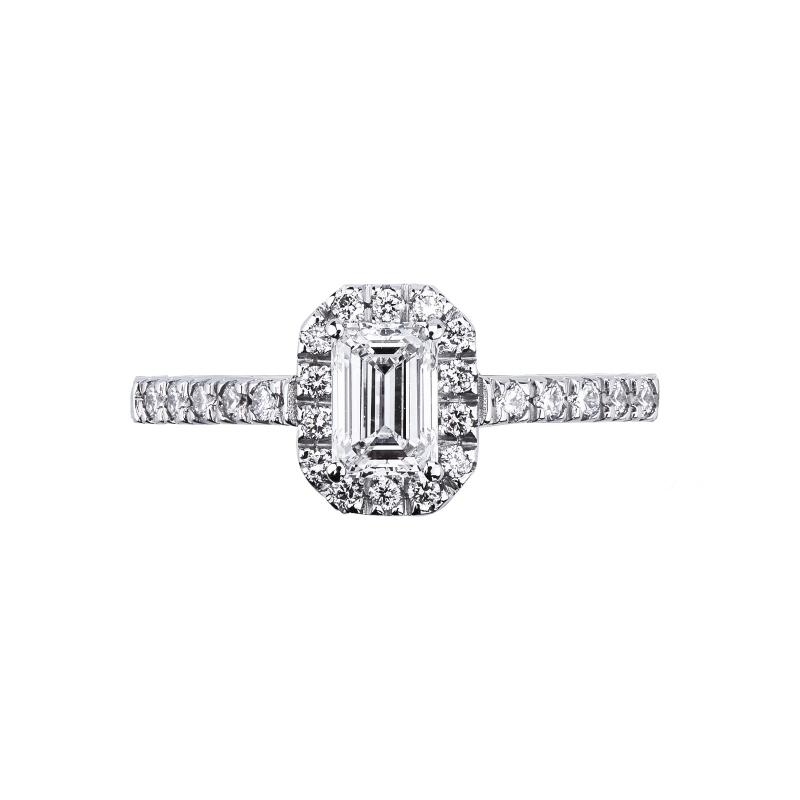 Solitaire ring with diamond emerald cut 0.70ct GIA in white gold 18k Solitaire ring with diamond emerald cut 0.70ct GIA in white gold 18k