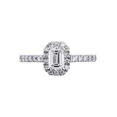 Solitaire ring with diamond emerald cut 0.70ct GIA in white gold 18k