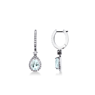 Aquamarine and diamonds drop earrings