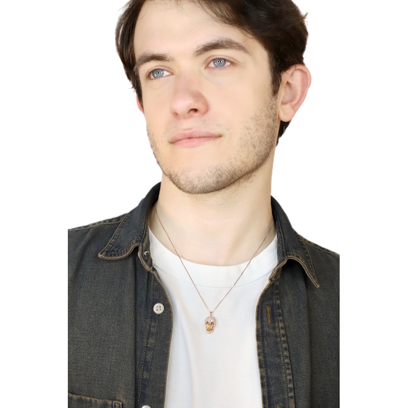 18k rose gold skull necklace with diamonds black and white 18k rose gold skull necklace with diamonds black and white