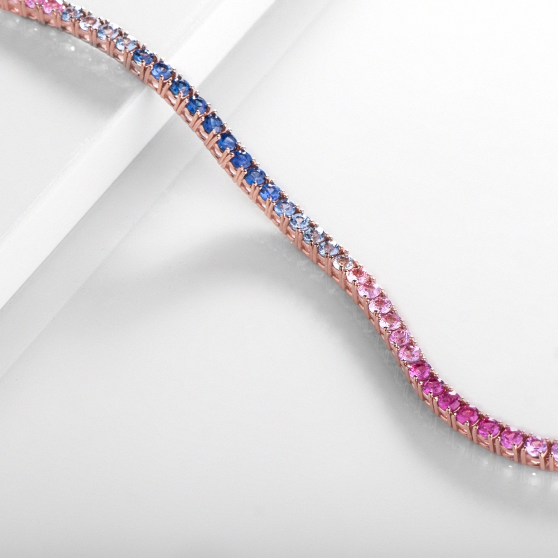 18k rose gold tennis necklace with multicolor sapphires 18k rose gold tennis necklace with multicolor sapphires