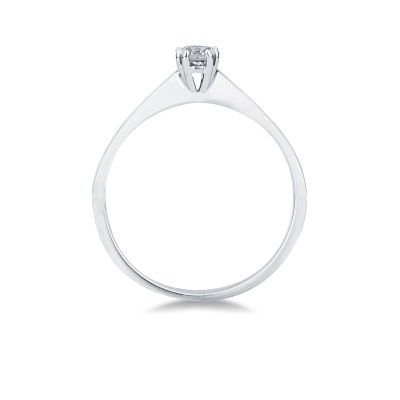 Solitaire Ring in white gold 18k linear design, 0,20 ct