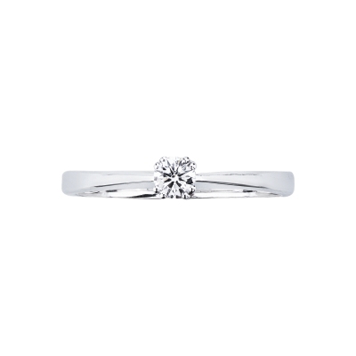 Solitaire Ring in white gold 18k linear design, 0,20 ct