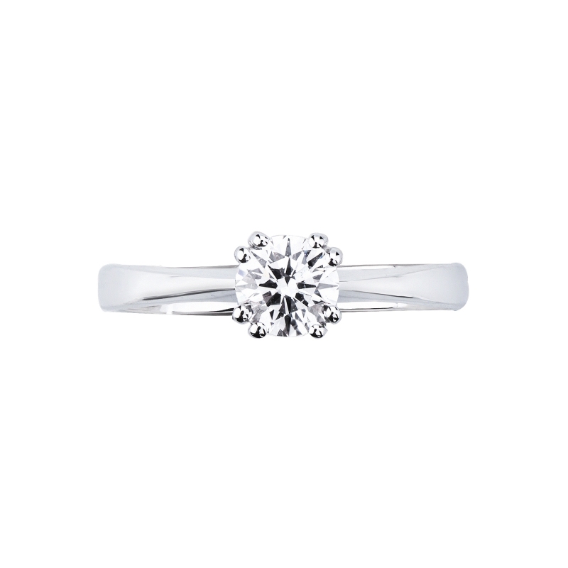 Solitaire ring in white gold 18k 8 prong setting with diamond 0,70 ct
