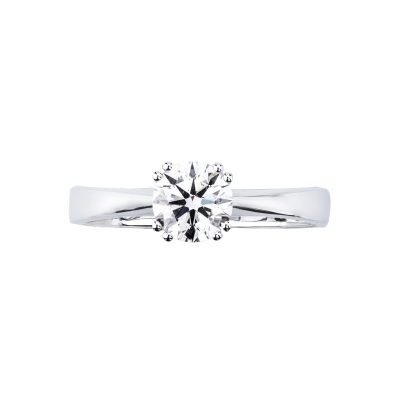 Solitaire ring in white gold 18k with diamond, 0,90 ct