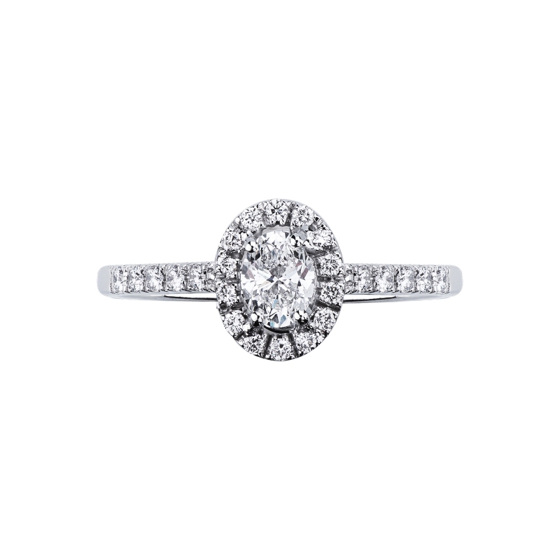 Solitaire ring with diamond oval cut 0.50ct GIA in white gold 18k