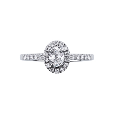 Solitaire ring with diamond oval cut 0.50ct GIA in white gold 18k