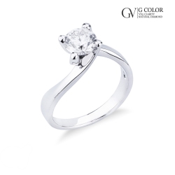 Solitaire diamond ring white gold 18k Valentino Model,1.00 ct
