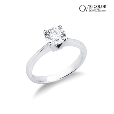 4 claw solitaire ring with a 0,90 ct diamond 