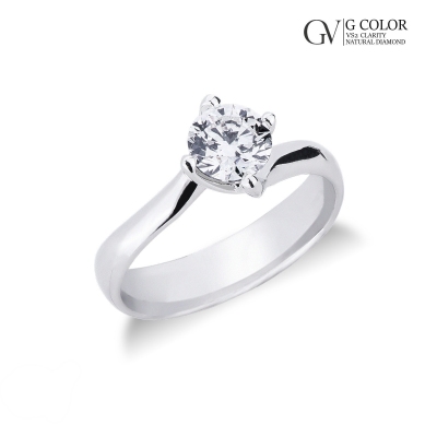 4 claw solitaire diamond ring 0,90 ct white gold 18k