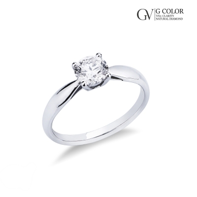 4 claw solitaire with 0,90ct diamond white gold 18k