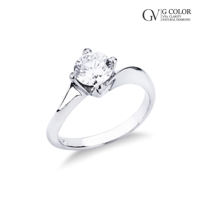 White gold 18k solitaire diamond ring Valentino model, 1.00 ct