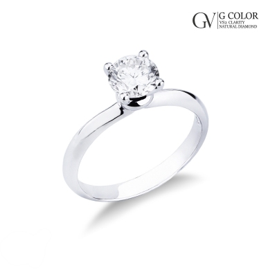 Solitaire ring with diamond and regular shank, 1.00 ct
