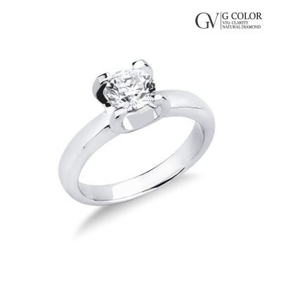 White gold 18k solitaire ring, 0.90 ct