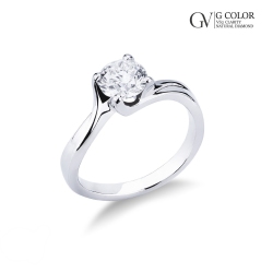 4 claw solitaire diamond ring 0,90 ct in white gold 18k