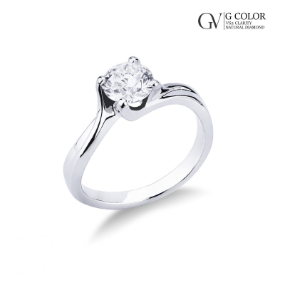 4 claw solitaire Valentino Model white gold 18k, 1.00 ct
