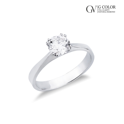Solitaire ring in white gold 18k with diamond, 0,90 ct