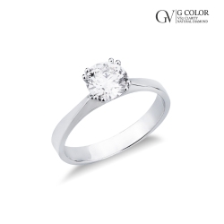 18k white gold solitaire ring with IGI diamond 1,00 ct