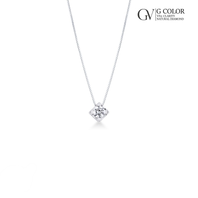 Solitaire necklace in 18k white gold with diamond