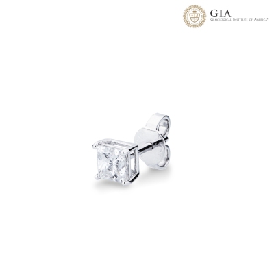 18k white gold single earring with GIA diamond