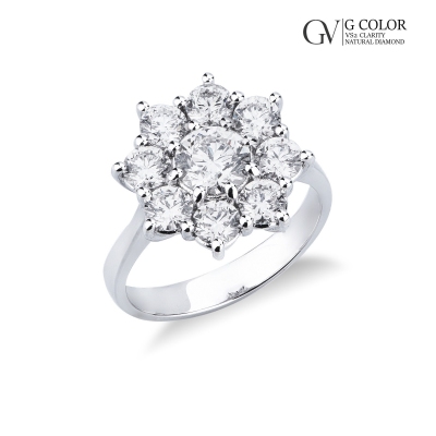 750 white gold diamond flower ring