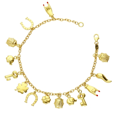 Lucky charms bracelet in yellow gold 18k
