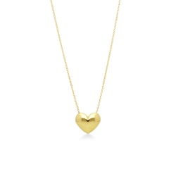 Necklace in yellow gold 18k with heart glossy pendant