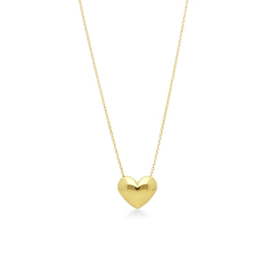 Necklace in yellow gold 18k with heart glossy pendant