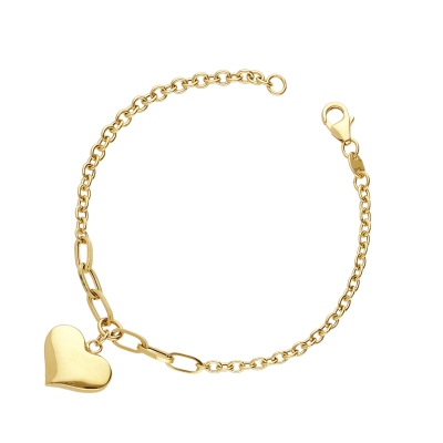Bracelet in yellow gold 18k with heart pendant