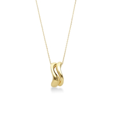 Necklace in yellow gold 18k with waves pendant