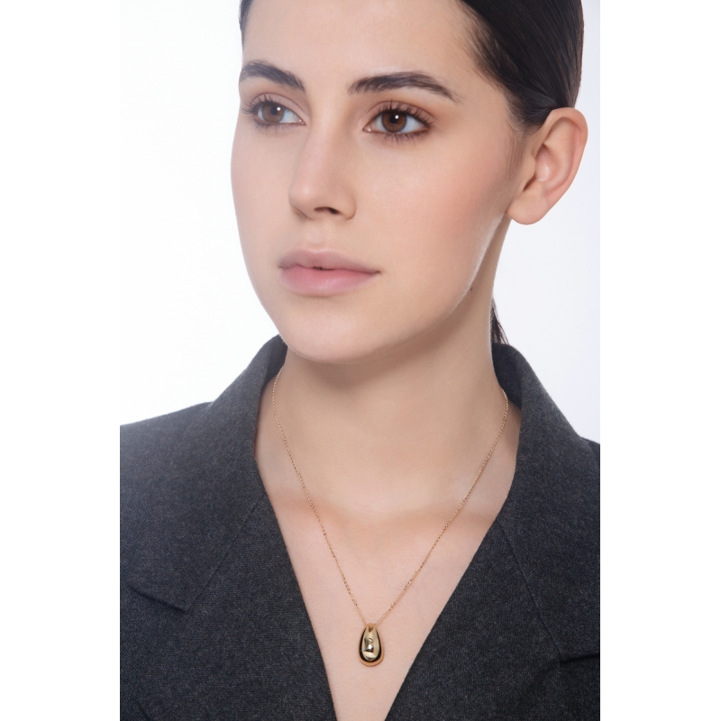 Necklace in yellow gold 18k glossy drop pendant