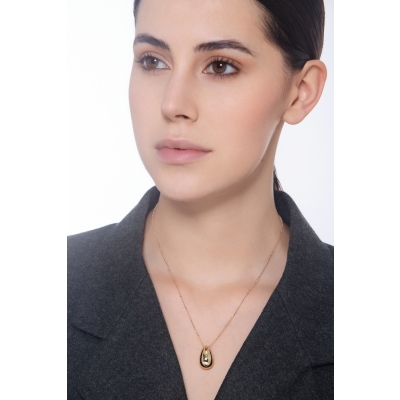 Necklace in yellow gold 18k glossy drop pendant