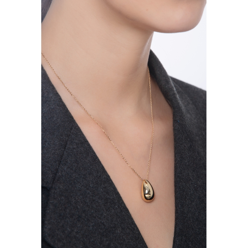 Necklace in yellow gold 18k glossy drop pendant