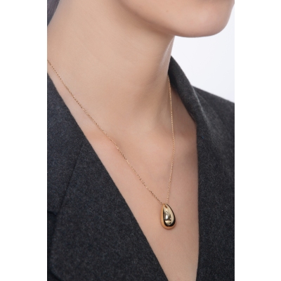 Necklace in yellow gold 18k glossy drop pendant