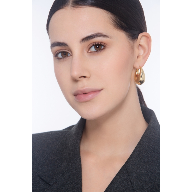 Chunky hoop yellow gold 18k earrings