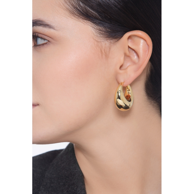 Chunky hoop yellow gold 18k earrings