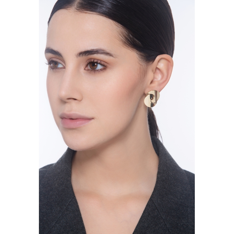Intertwined double hoop earrings in yellow gold 18k