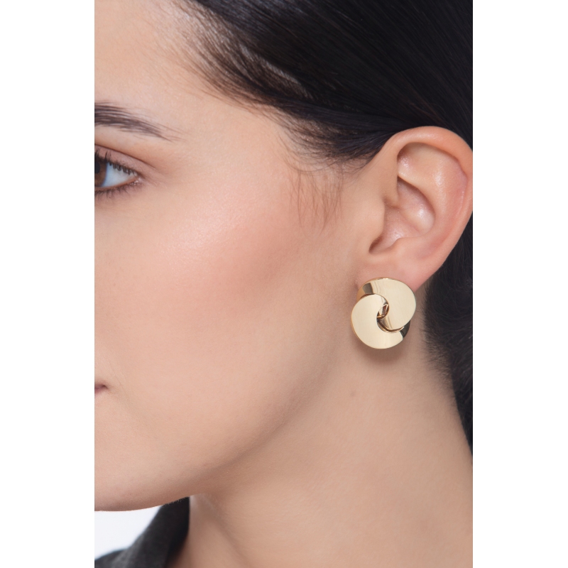 Intertwined double hoop earrings in yellow gold 18k