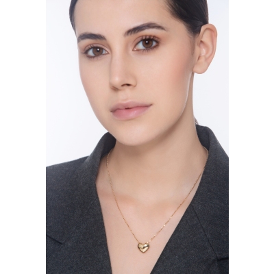 Necklace in yellow gold 18k with heart glossy pendant