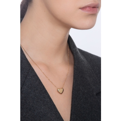 Necklace in yellow gold 18k with heart glossy pendant