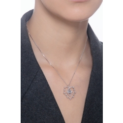 Necklace with heart diamonds pendant and aquamarine 2